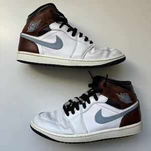 Nike Air Jordan 1 Mid SE White Blue Grey Black Sail FQ7831-142 Men's 8.5 Sneaker